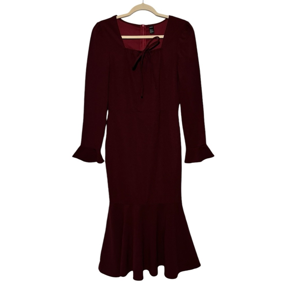 Martin Merlot Red Long Modest Fluted Mermaid Fall Dress Dark Romantic Vampire XS